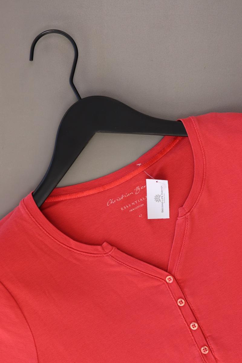 Christian Berg Shirt mit V-Ausschnitt Gr. 42 Kurzarm rot aus Baumwolle