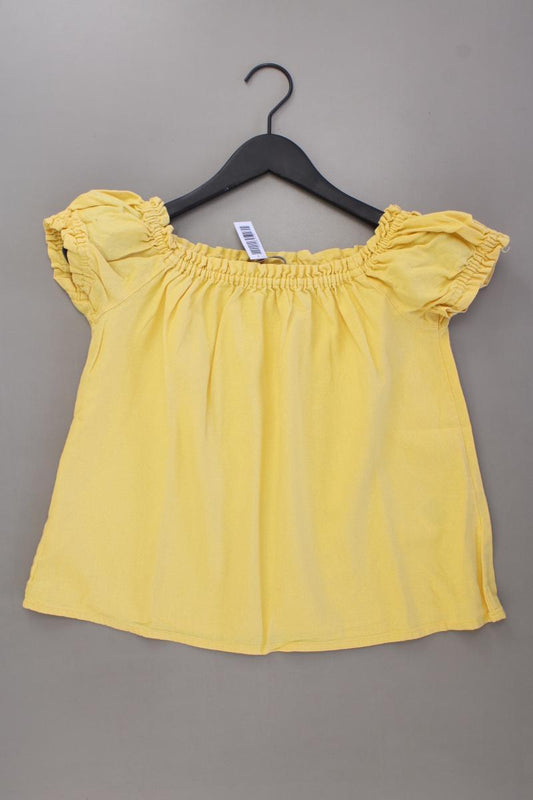 Vero Moda Bluse mit Leinen Gr. S Kurzarm mit Carmen-Ausschnitt gelb