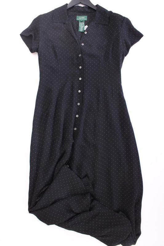 LAUREN Ralph Lauren Seidenkleid Gr. US 6 (M) gepunktet Kurzarm Vintage schwarz