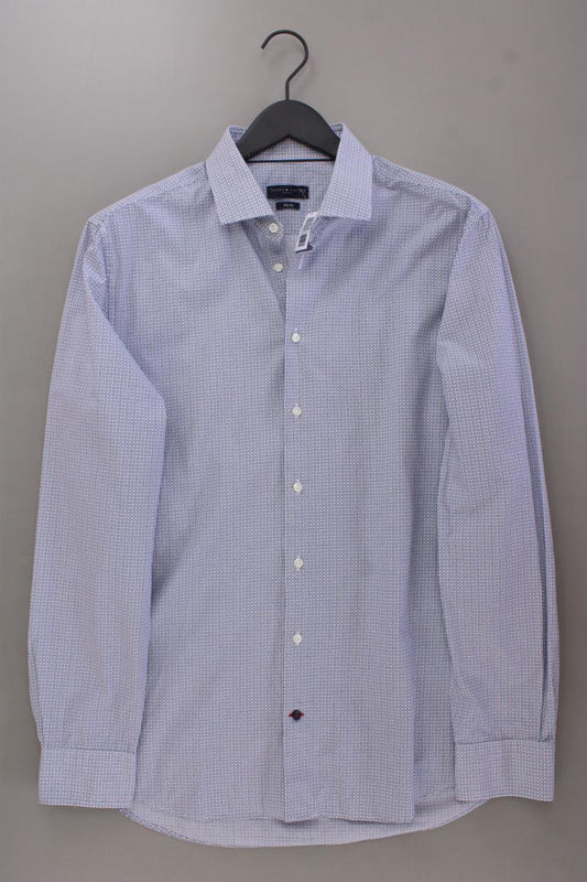 Tommy Hilfiger Langarmhemd für Herren Gr. Hemdgröße 44 geometrisches Muster blau
