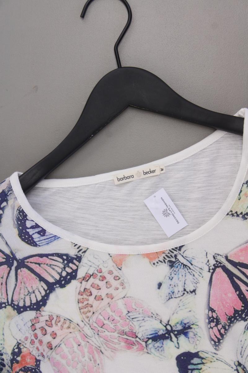 Barbara Becker Bluse mit Schmetterlingmuster Gr. 36 Kurzarm mehrfarbig