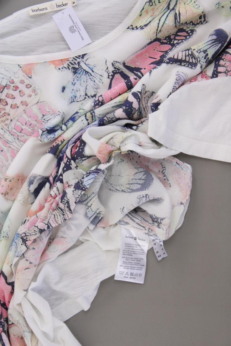 Barbara Becker Bluse mit Schmetterlingmuster Gr. 36 Kurzarm mehrfarbig