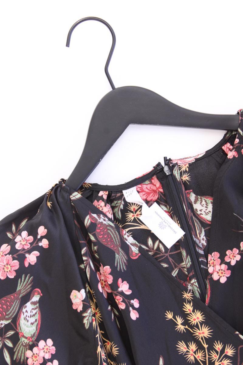 Mango Midikleid Gr. M mit Blumenmuster neuwertig 3/4 Ärmel schwarz aus Polyester