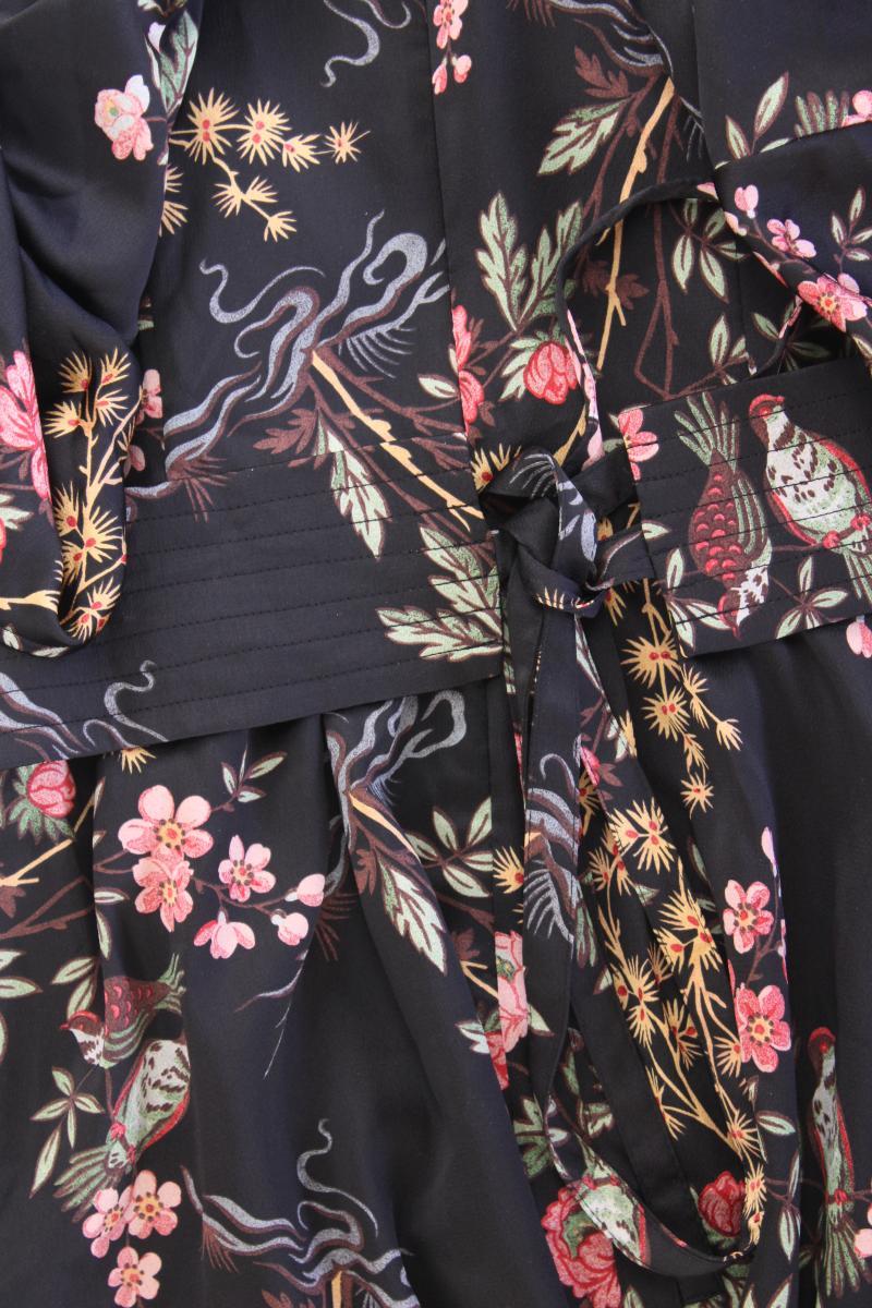 Mango Midikleid Gr. M mit Blumenmuster neuwertig 3/4 Ärmel schwarz aus Polyester