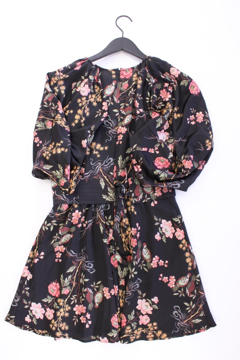 Mango Midikleid Gr. M mit Blumenmuster neuwertig 3/4 Ärmel schwarz aus Polyester