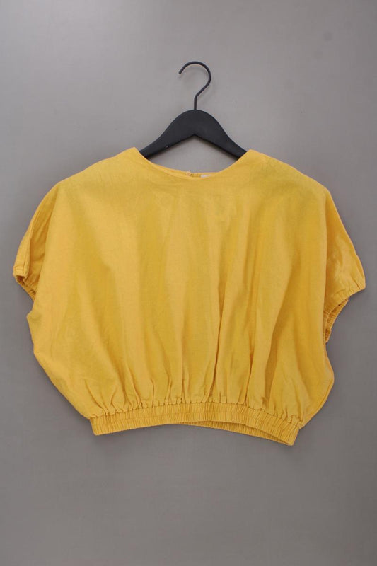 Mango Leinenbluse Gr. L Kurzarm gelb