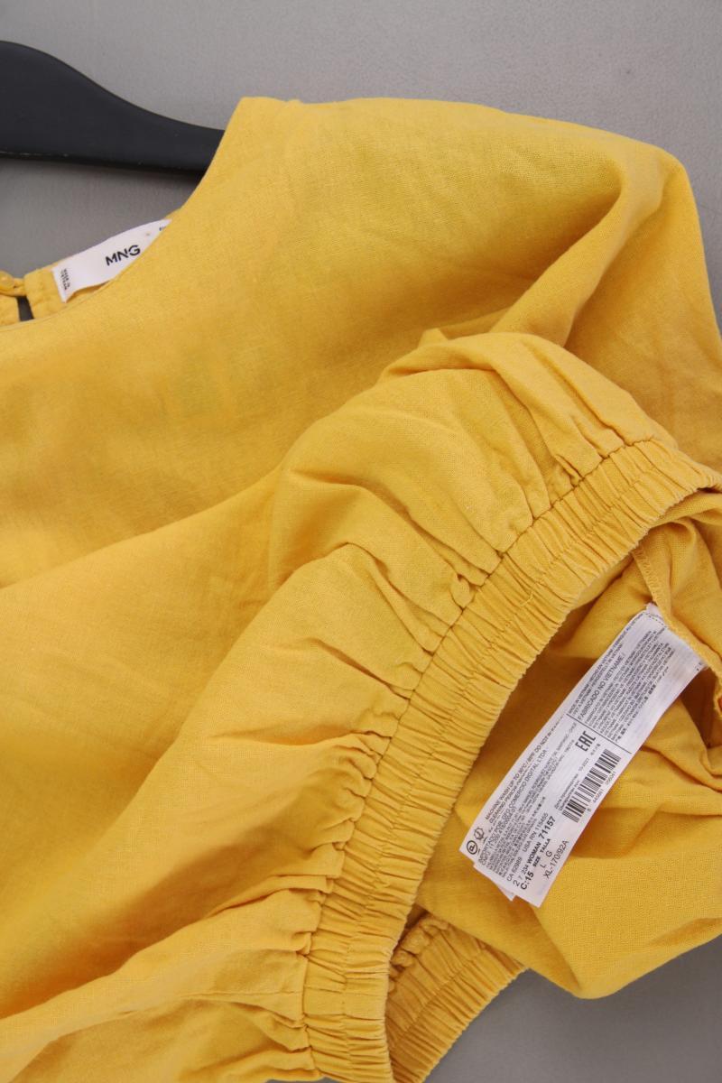 Mango Leinenbluse Gr. L Kurzarm gelb