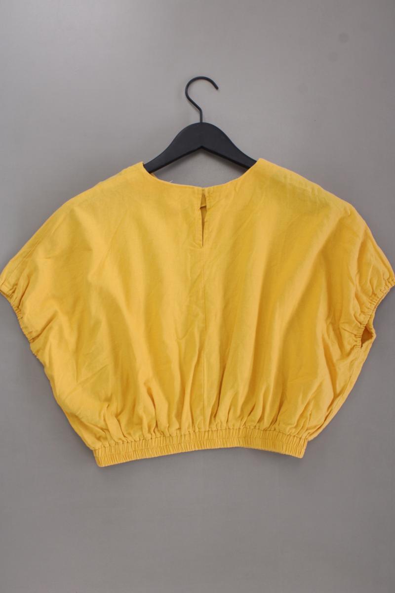 Mango Leinenbluse Gr. L Kurzarm gelb