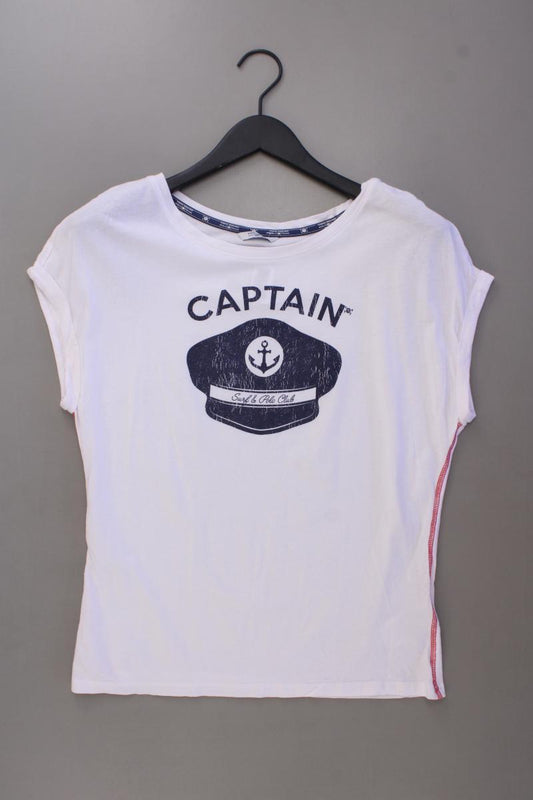 Tom Tailor Printshirt Gr. 36/38 Kurzarm weiß aus Baumwolle
