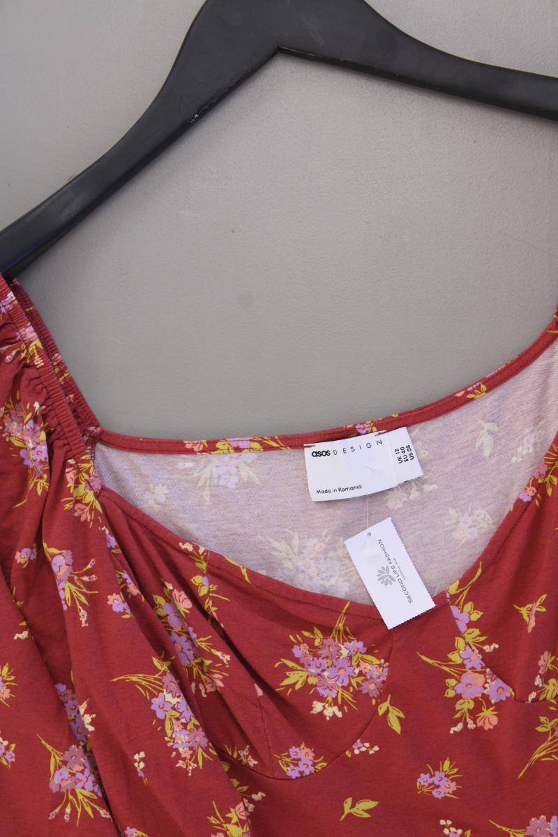 Asos Jerseykleid Gr. 40 mit Blumenmuster Langarm mit Carmen-Ausschnitt rosa