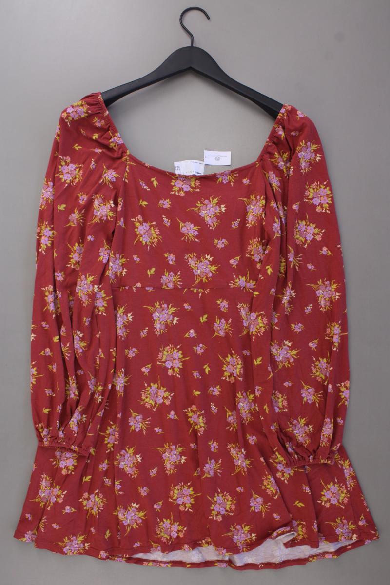Asos Jerseykleid Gr. 40 mit Blumenmuster Langarm mit Carmen-Ausschnitt rosa