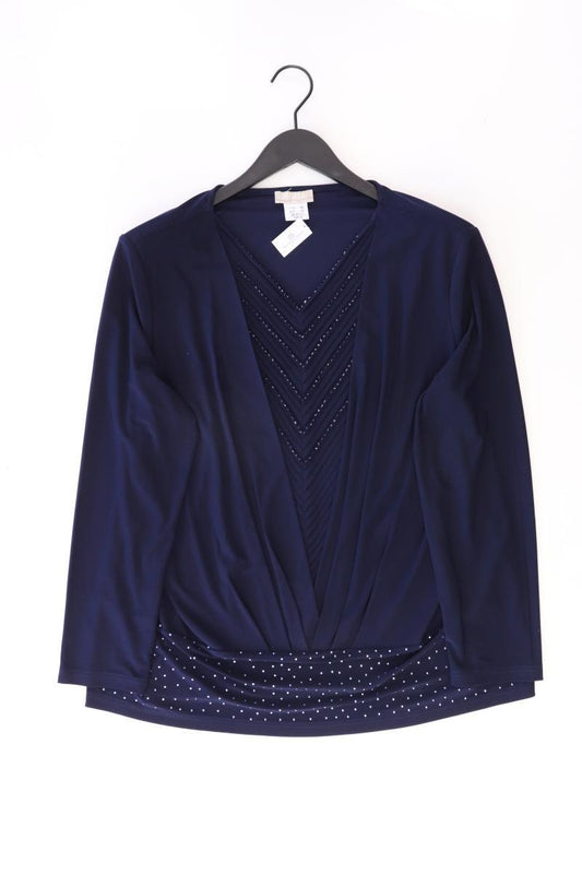 Mona Langarmbluse Gr. 48 mit Glitzer blau aus Polyester