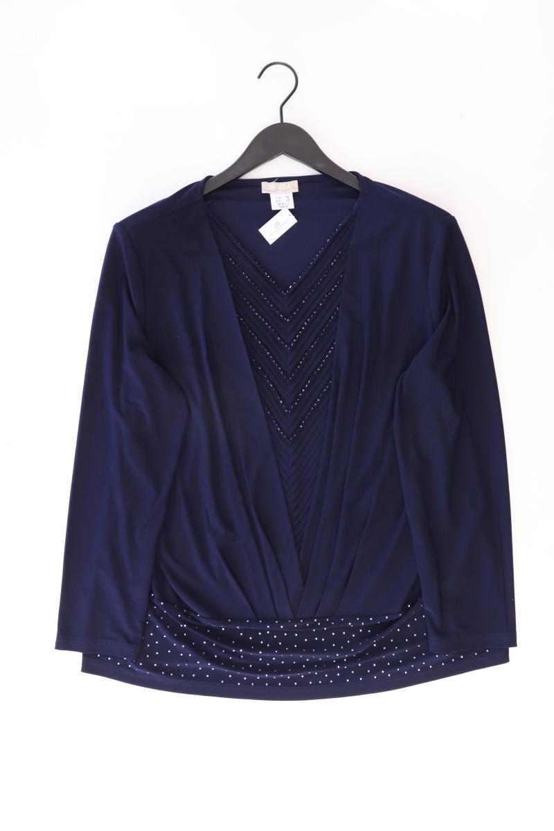 Mona Langarmbluse Gr. 48 mit Glitzer blau aus Polyester