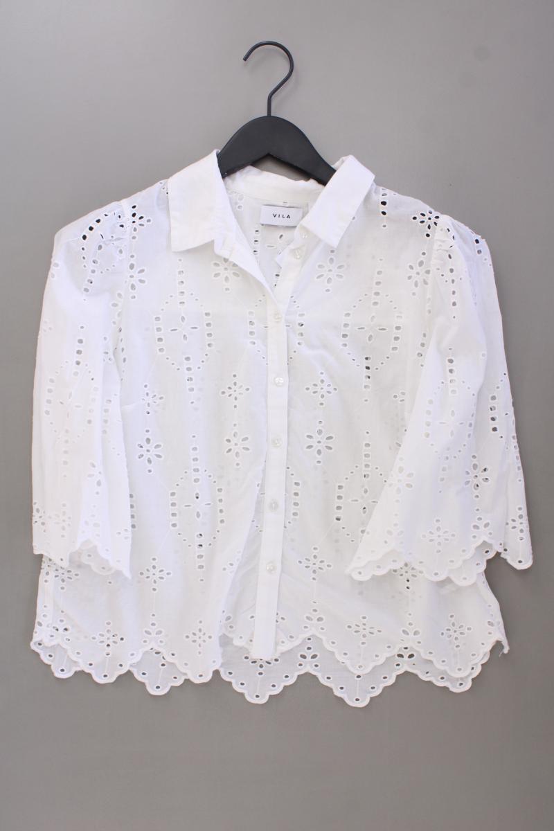 Vila Classic Bluse Gr. 38 3/4 Ärmel weiß aus Baumwolle