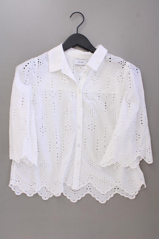 Vila Classic Bluse Gr. 38 3/4 Ärmel weiß aus Baumwolle