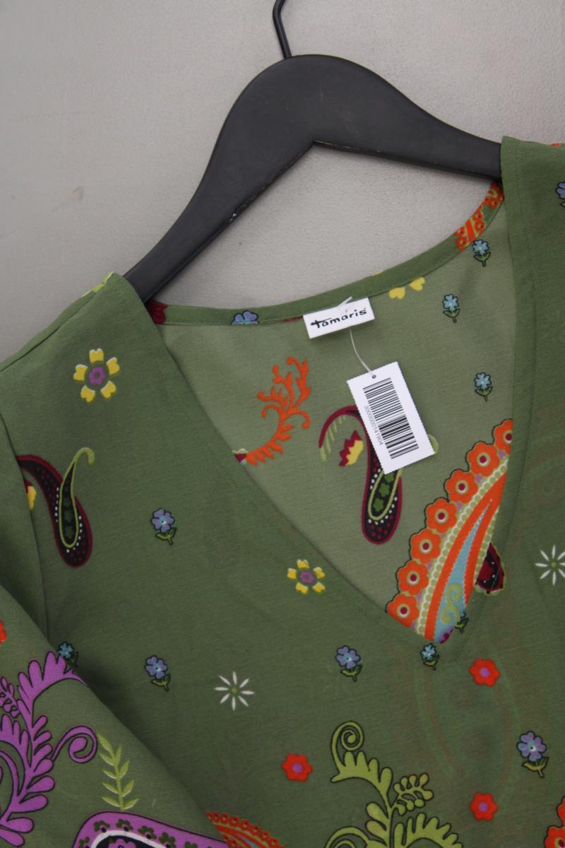 Tamaris Tunika Gr. 38 mit Paisleymuster Langarm olivgrün aus Polyester