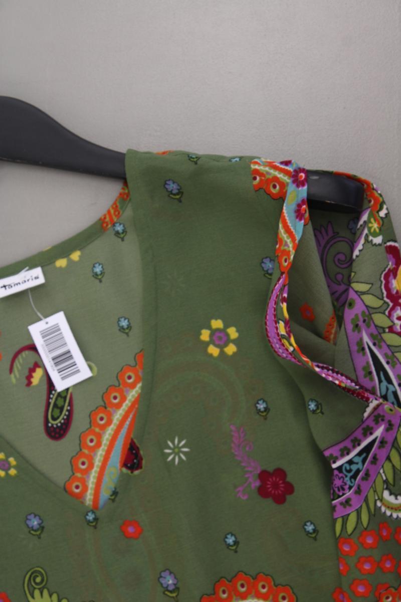 Tamaris Tunika Gr. 38 mit Paisleymuster Langarm olivgrün aus Polyester