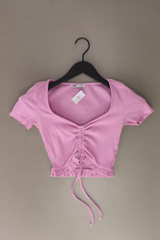 Zara Cropped Shirt Gr. S Kurzarm rosa aus Baumwolle