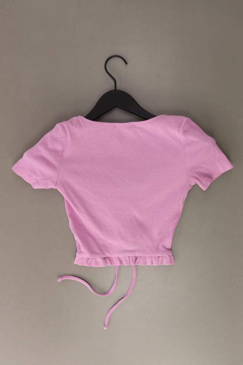 Zara Shirt mit V-Ausschnitt Gr. S Kurzarm rosa aus Baumwolle