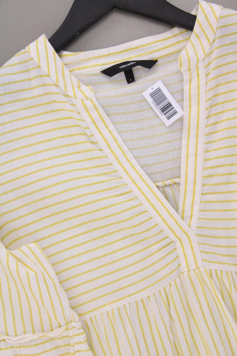 Vero Moda Sommerkleid Gr. L gestreift 3/4 Ärmel gelb aus Baumwolle