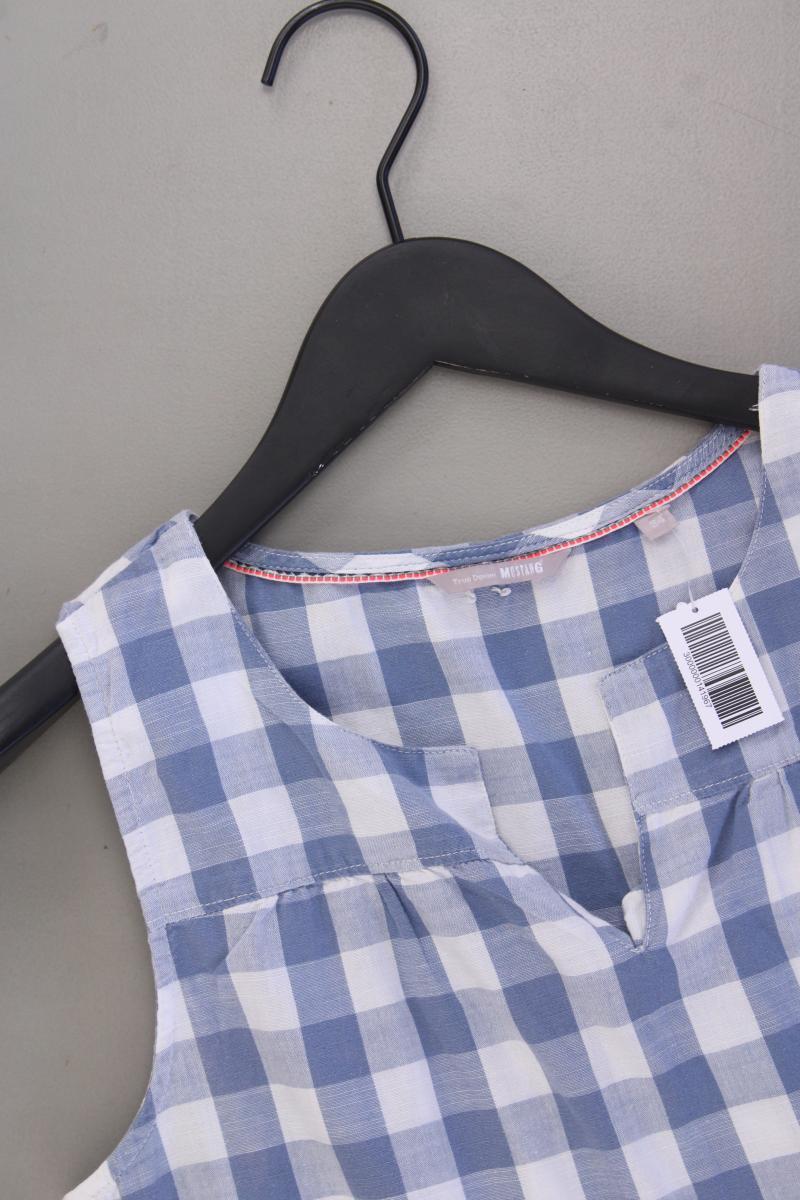 Mustang Karobluse Gr. 34 kariert Ärmellos blau aus Baumwolle