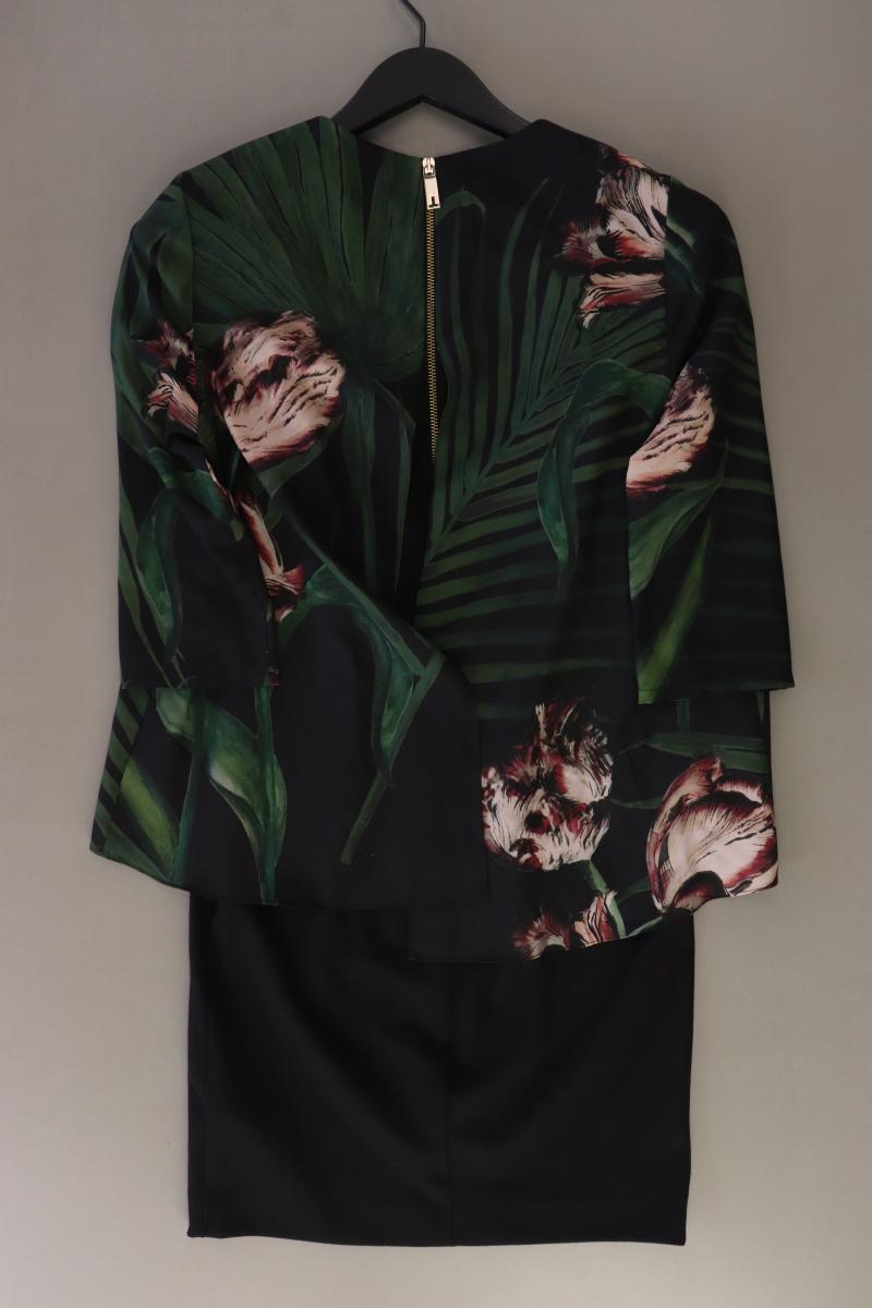 Ted Baker Midikleid Gr. XS mit Blumenmuster 3/4 Ärmel grün aus Polyester