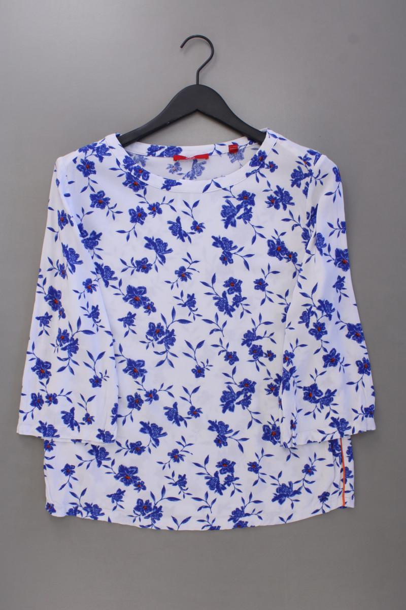 s.Oliver Classic Bluse Gr. 38 mit Blumenmuster 3/4 Ärmel blau aus Viskose