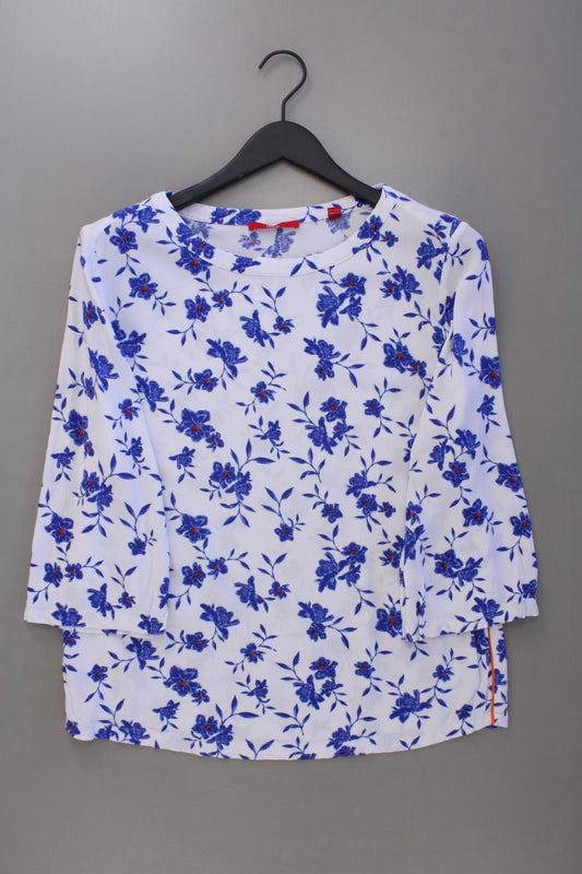 s.Oliver Classic Bluse Gr. 38 mit Blumenmuster 3/4 Ärmel blau aus Viskose