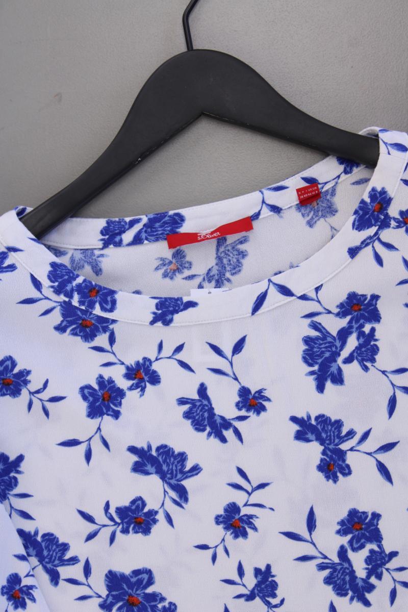 s.Oliver Classic Bluse Gr. 38 mit Blumenmuster 3/4 Ärmel blau aus Viskose