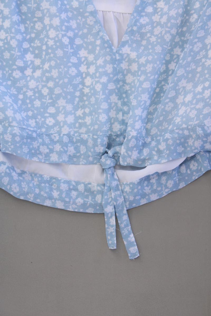 NA-KD x Pamela Bluse Gr. 36 mit Blumenmuster Langarm blau aus Polyester