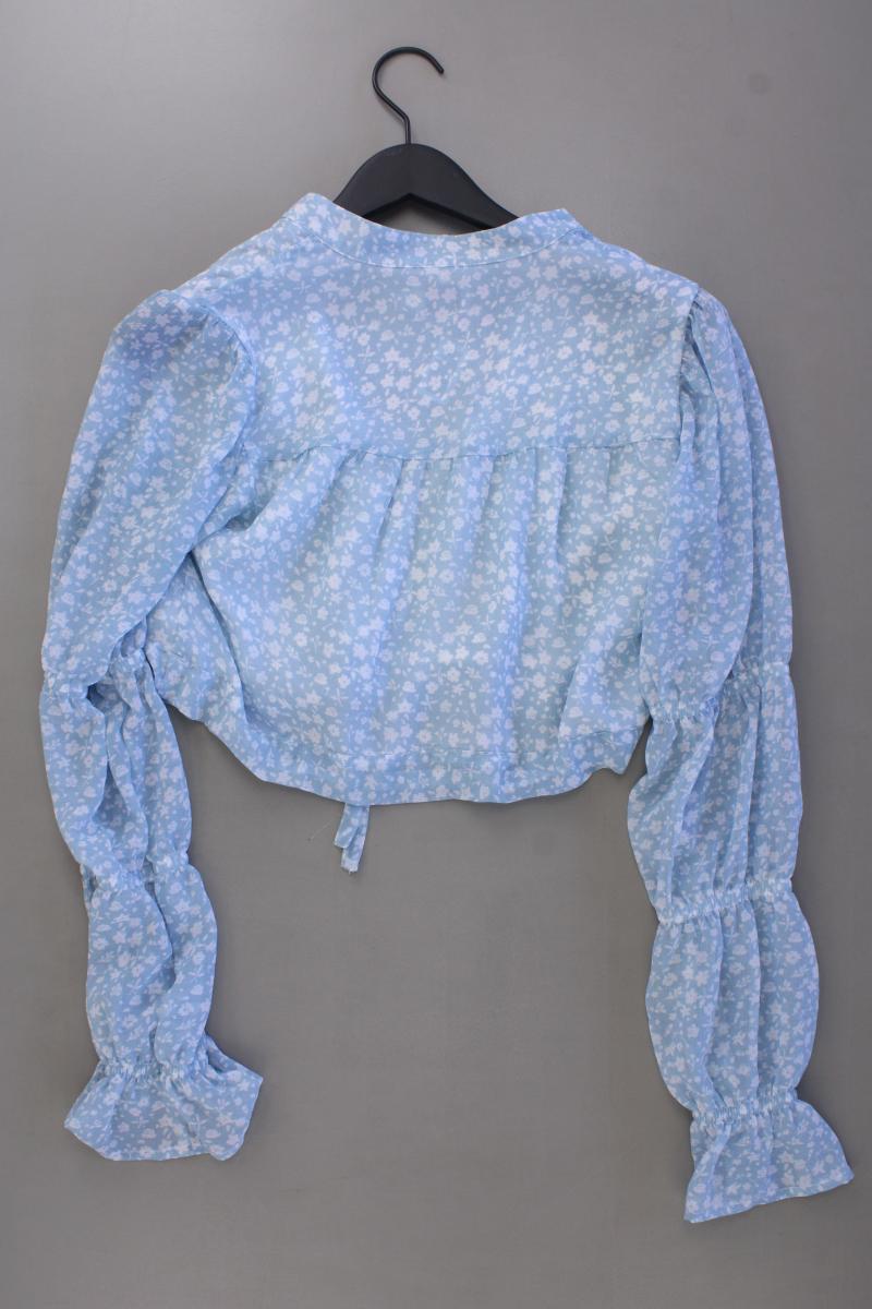 NA-KD x Pamela Bluse Gr. 36 mit Blumenmuster Langarm blau aus Polyester