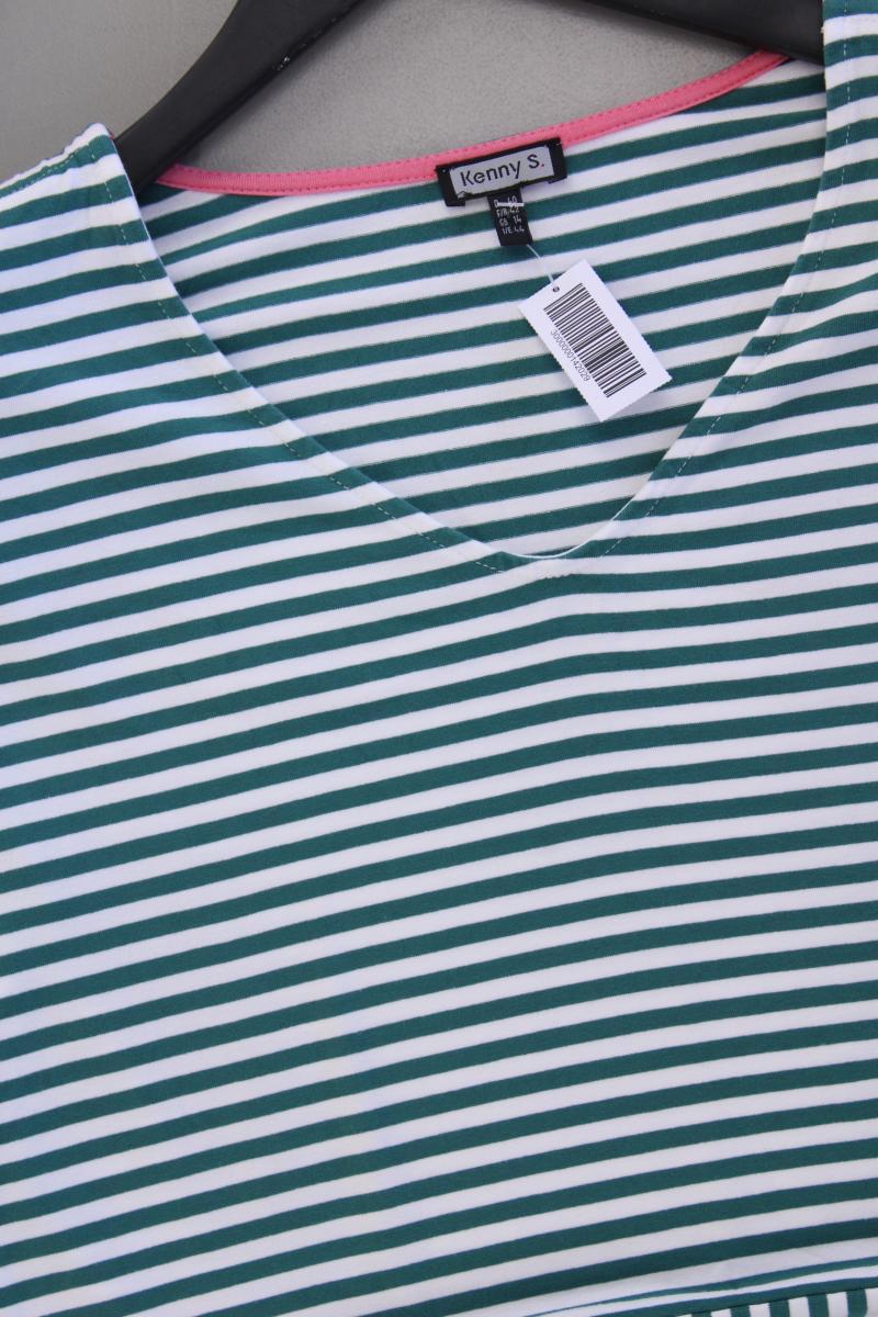 Kenny S. Jerseykleid Gr. 40 gestreift Kurzarm grün aus Viskose