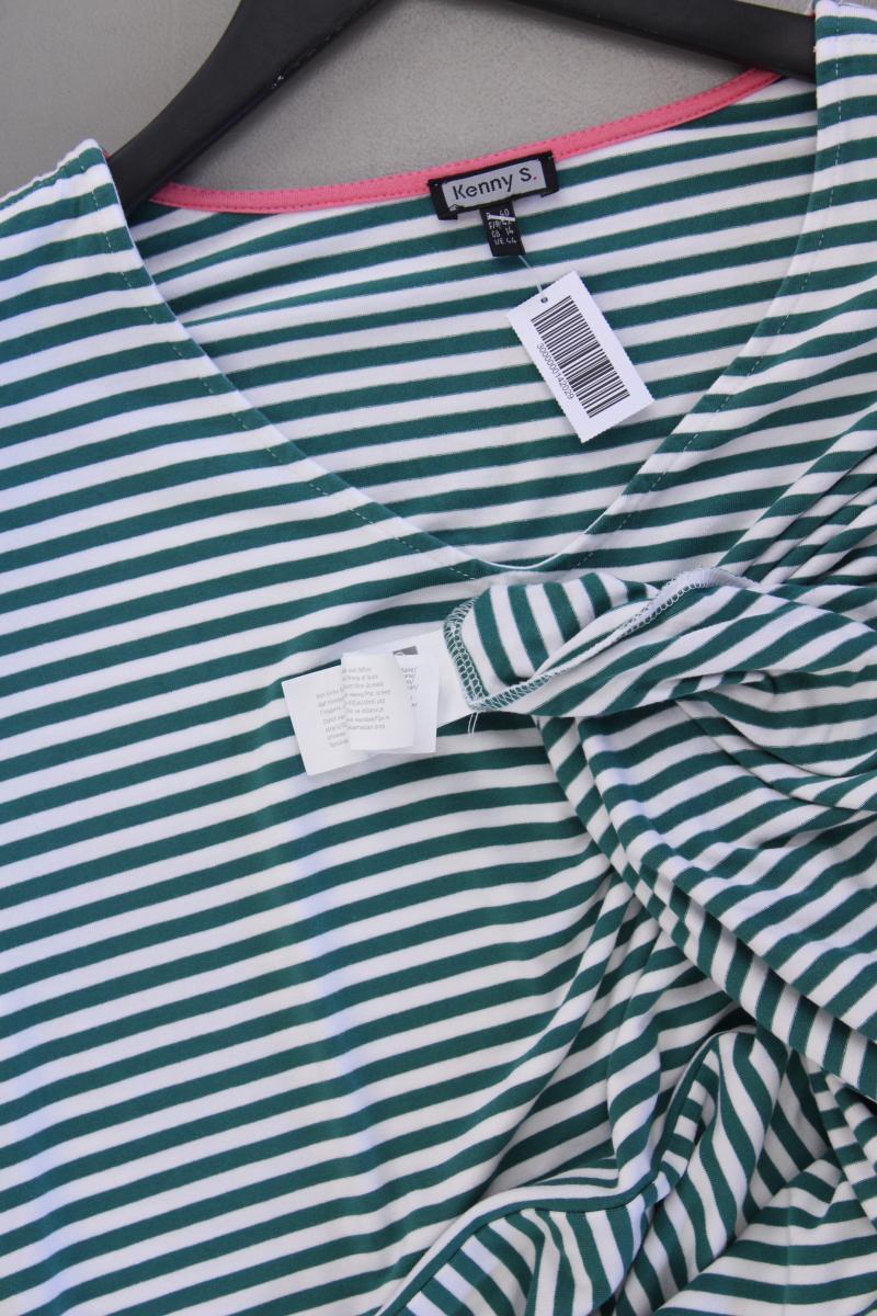 Kenny S. Jerseykleid Gr. 40 gestreift Kurzarm grün aus Viskose