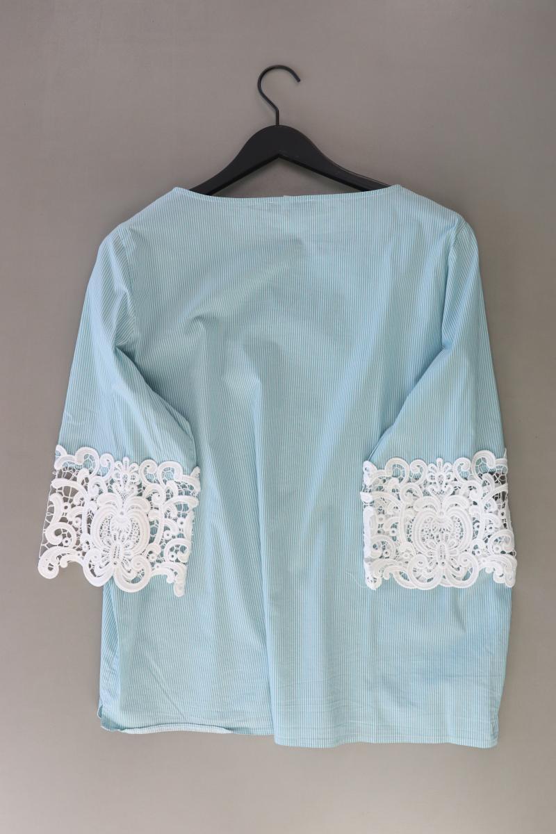 My Own Bluse Gr. 50 gestreift Kurzarm türkis aus Baumwolle