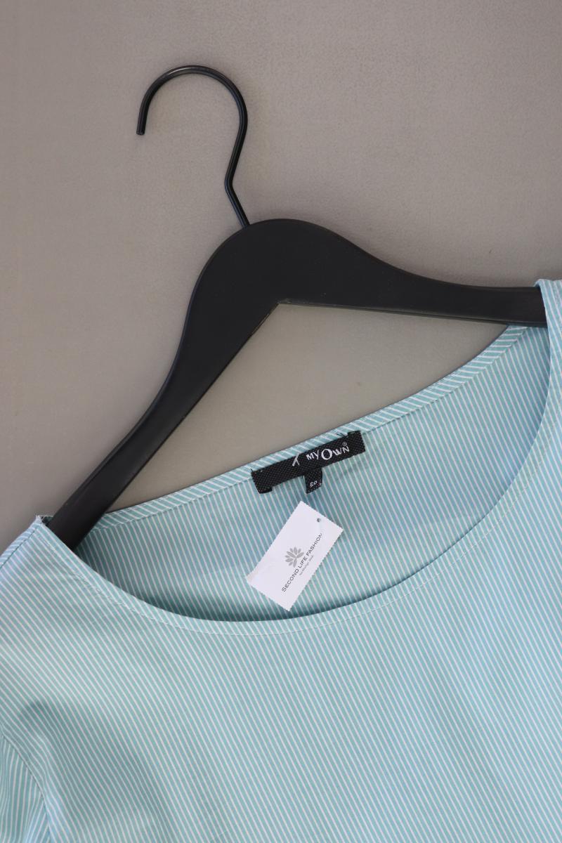 My Own Bluse Gr. 50 gestreift Kurzarm türkis aus Baumwolle