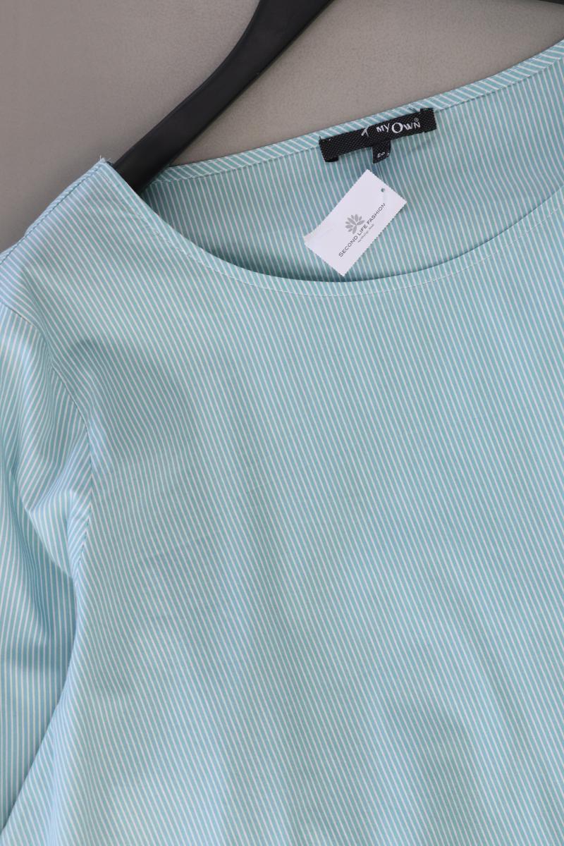 My Own Bluse Gr. 50 gestreift Kurzarm türkis aus Baumwolle