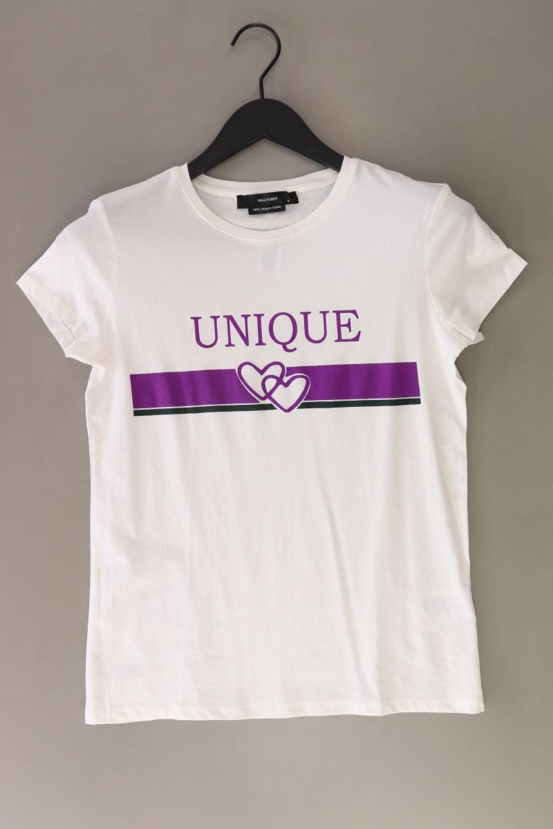 Hallhuber Printshirt Gr. S Kurzarm weiß aus Baumwolle