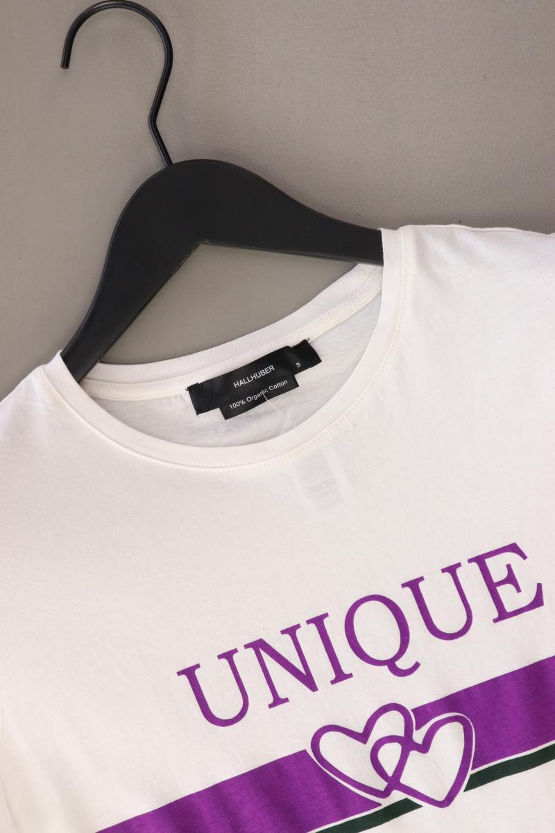 Hallhuber Printshirt Gr. S Kurzarm weiß aus Baumwolle