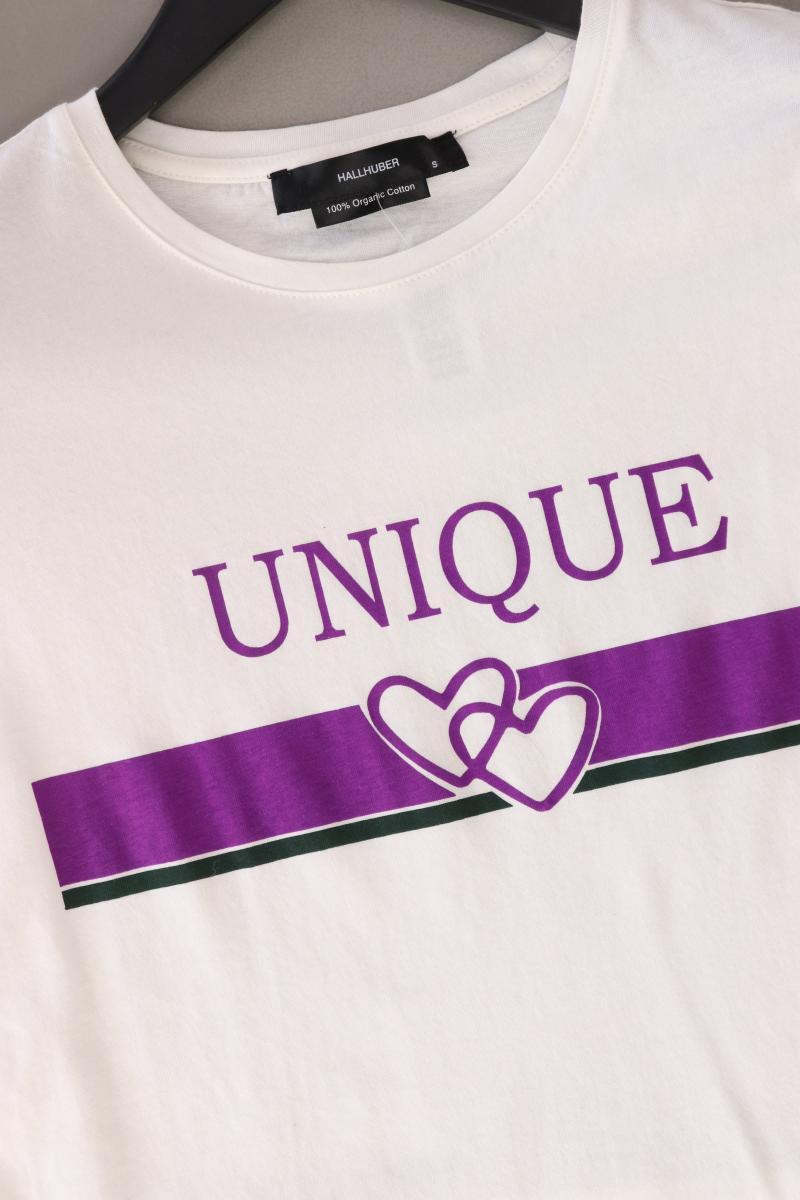 Hallhuber Printshirt Gr. S Kurzarm weiß aus Baumwolle