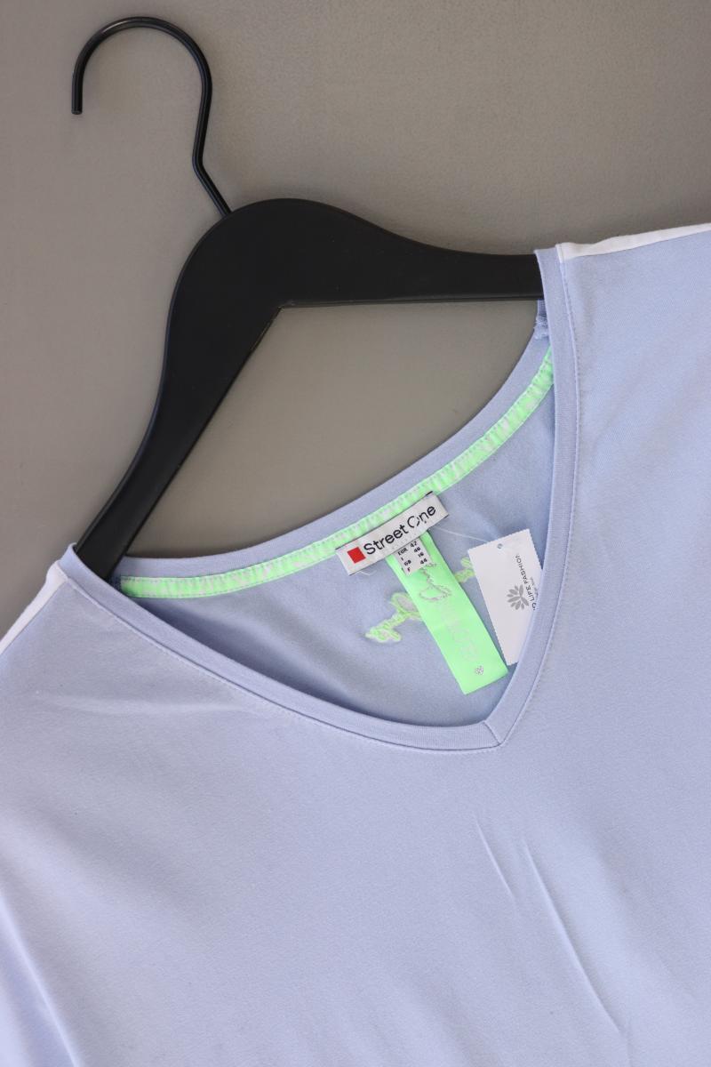 Street One Shirt mit V-Ausschnitt Gr. 42 Kurzarm blau aus Viskose