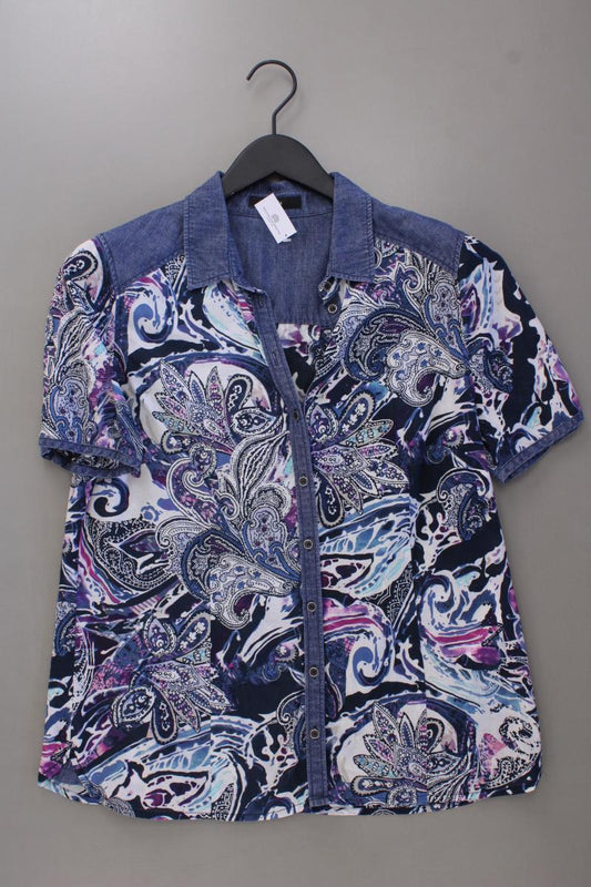 Bonita Kurzarmbluse Gr. 42 mit Paisleymuster blau aus Baumwolle