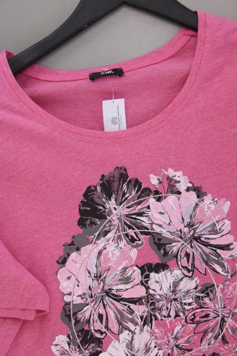 Gerry Weber Printshirt Gr. 46 neuwertig Kurzarm rosa aus Baumwolle