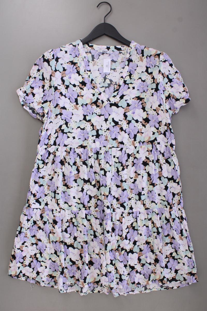 Only Sommerkleid Gr. XL mit Blumenmuster Kurzarm lila aus Viskose