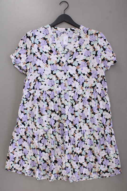 Only Sommerkleid Gr. XL mit Blumenmuster Kurzarm lila aus Viskose