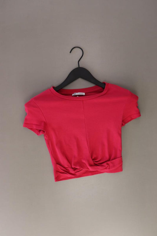 Zara Cropped Shirt Gr. S Kurzarm pink aus Baumwolle