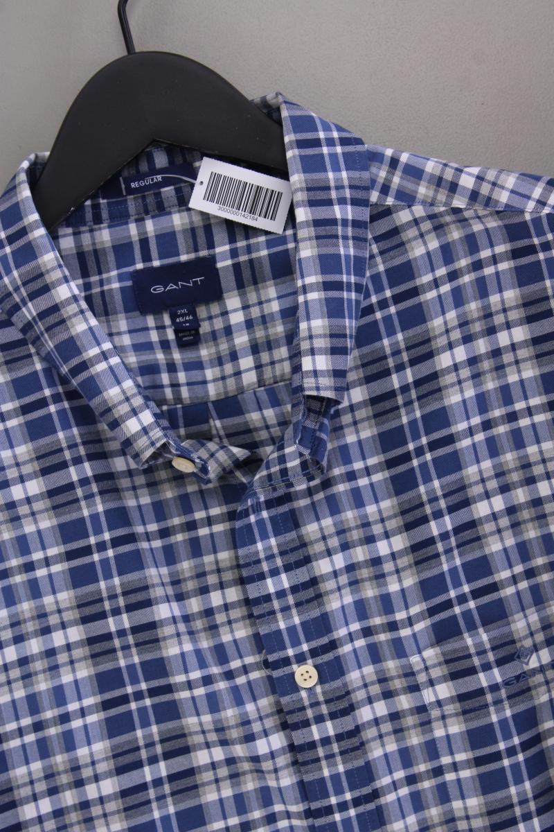 Gant Karohemd für Herren Gr. Hemdgröße 45/46 kariert Langarm blau aus Baumwolle