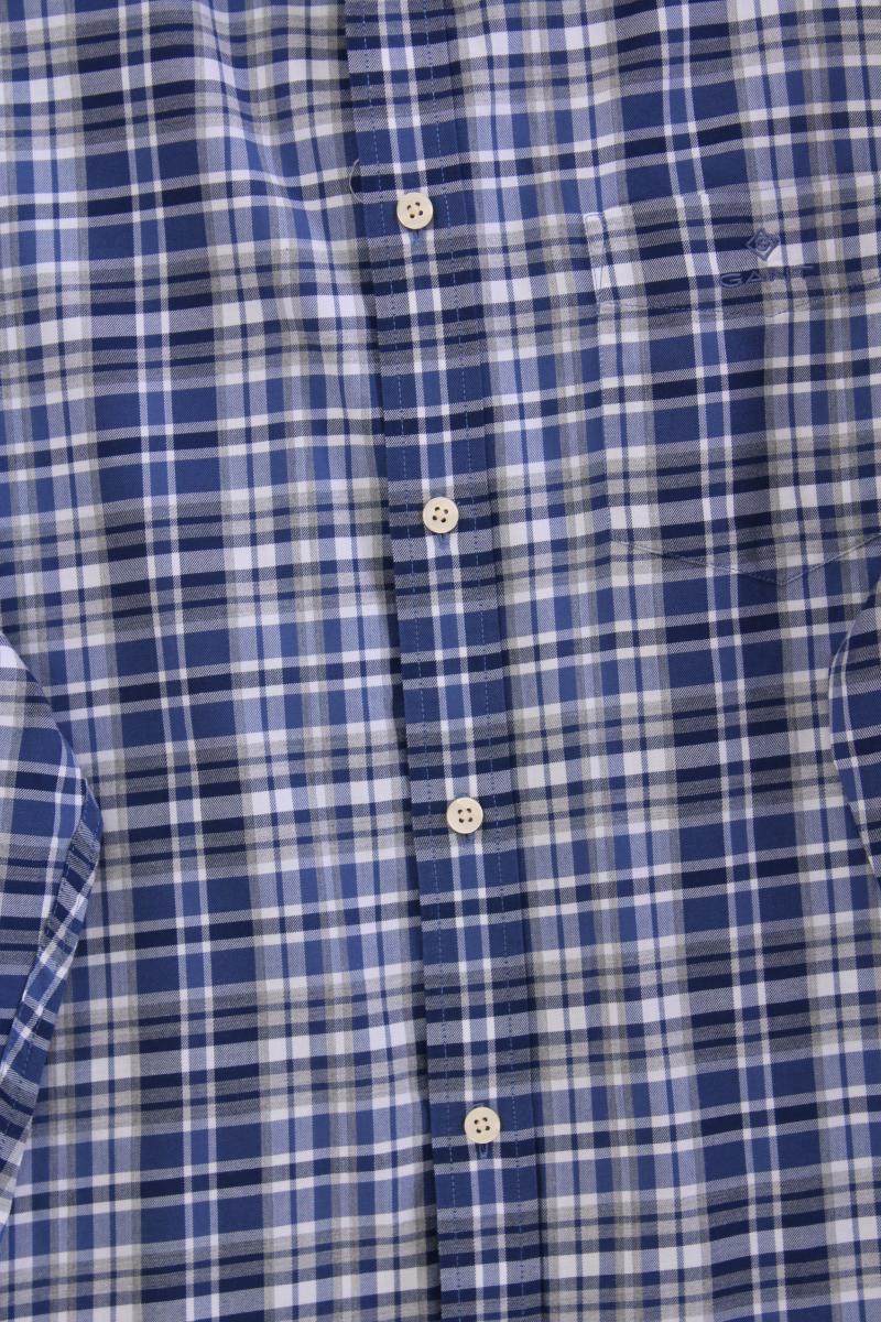 Gant Karohemd für Herren Gr. Hemdgröße 45/46 kariert Langarm blau aus Baumwolle