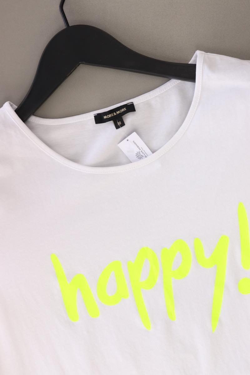 More&More Printshirt Gr. 38 neuwertig Kurzarm weiß aus Baumwolle