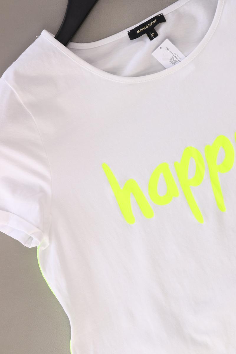 More&More Printshirt Gr. 38 neuwertig Kurzarm weiß aus Baumwolle