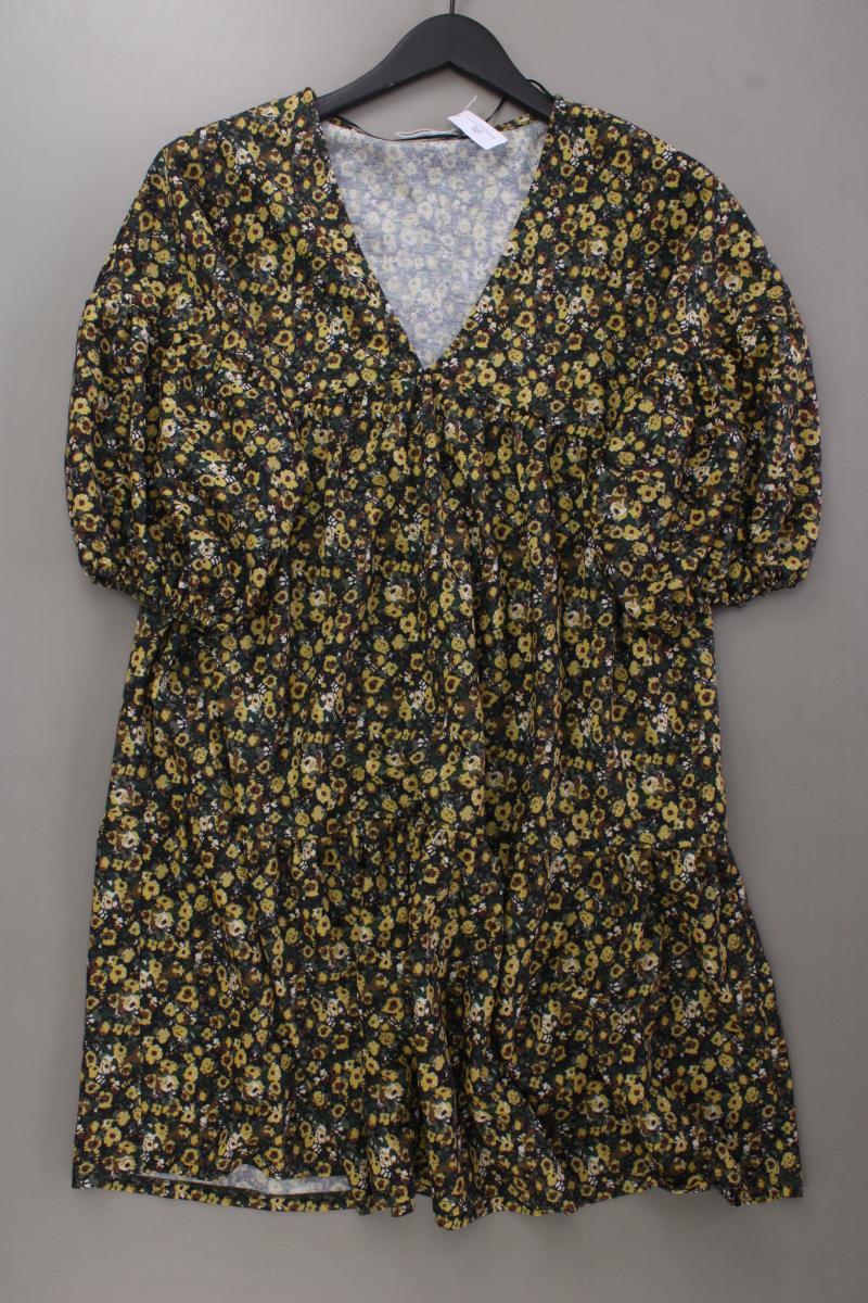 Pull&Bear Midikleid Gr. XS mit Blumenmuster neuwertig 3/4 Ärmel gelb